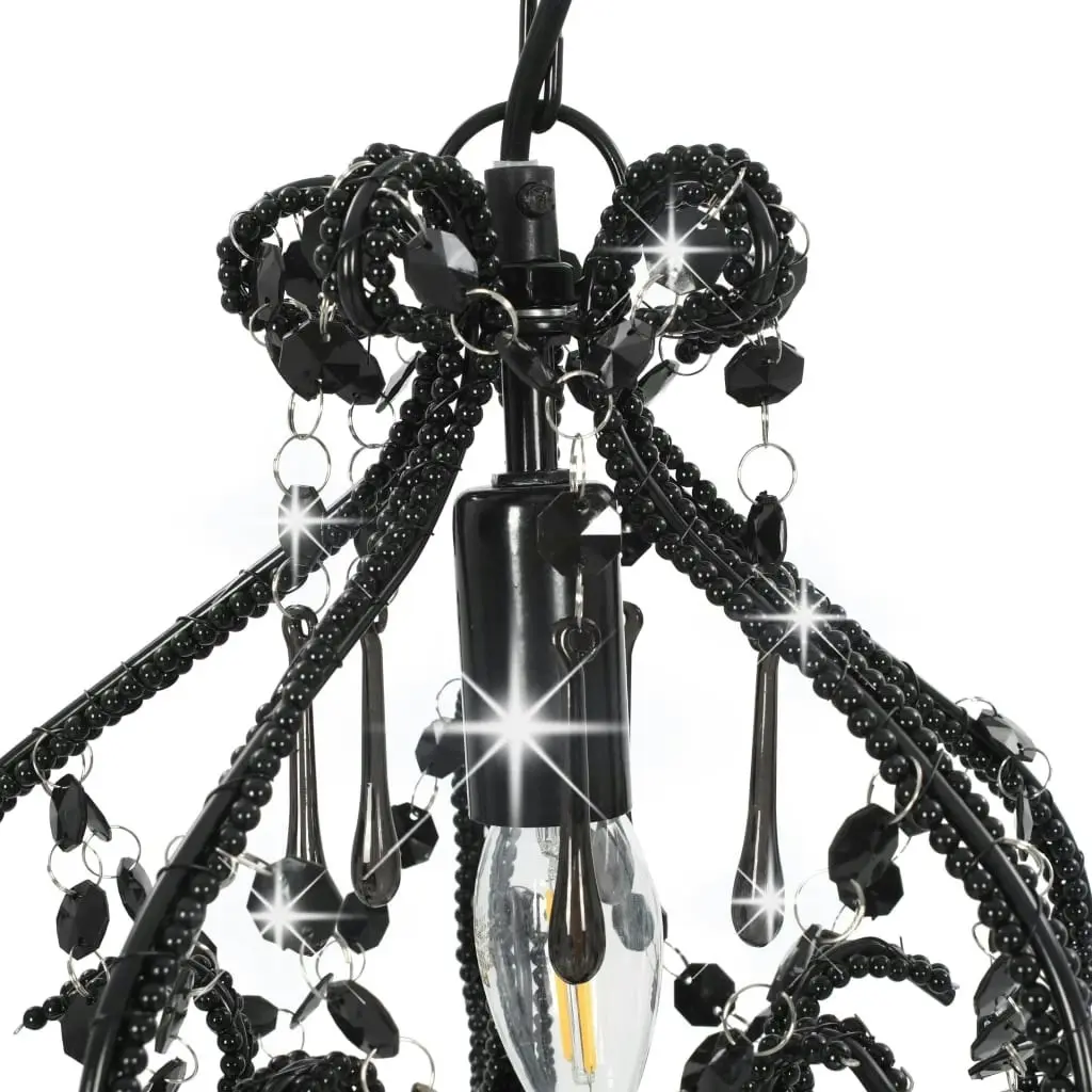 Ceiling Lamp with Beads Black Round E14 281594