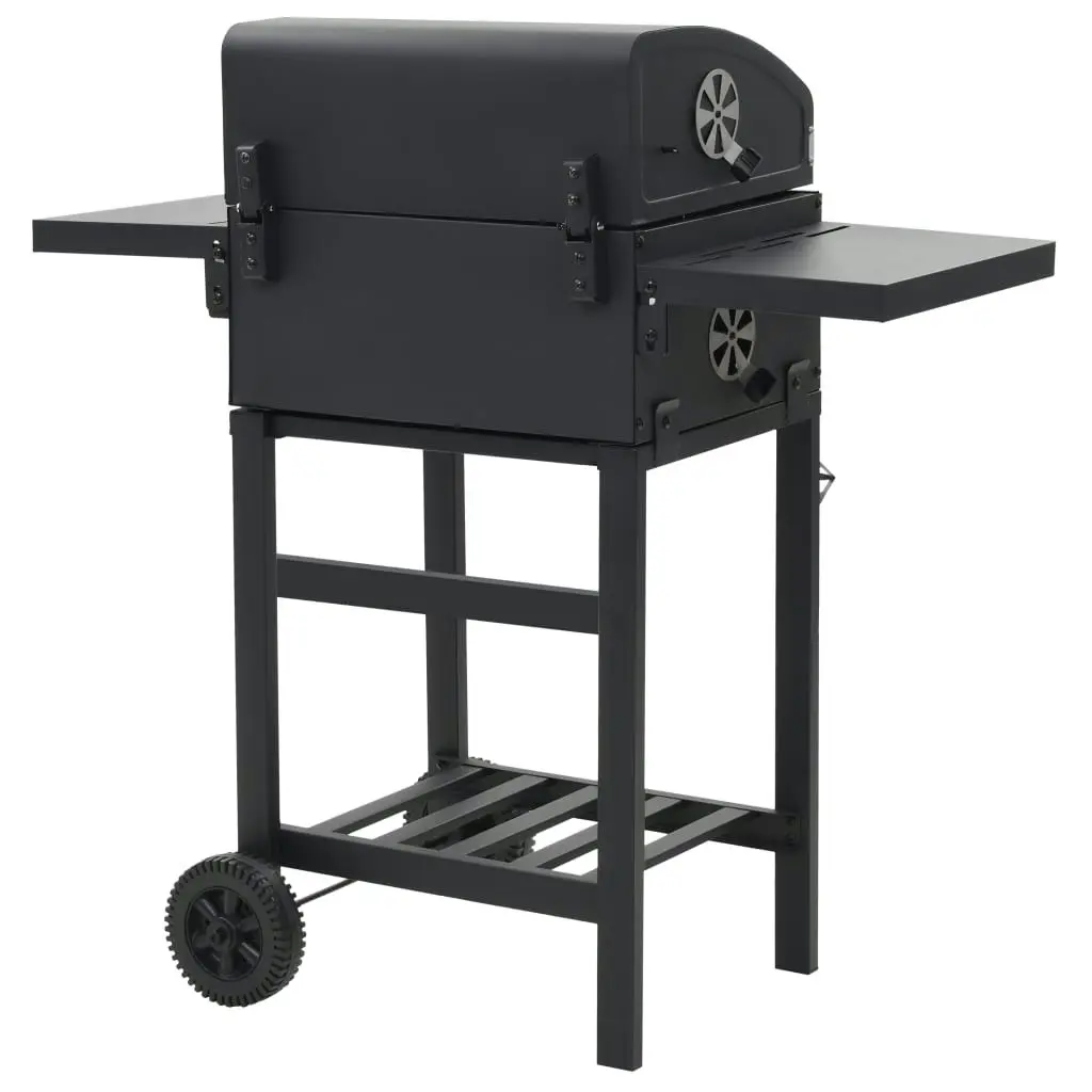 Charcoal-Fueled BBQ Grill with Bottom Shelf Black 44280