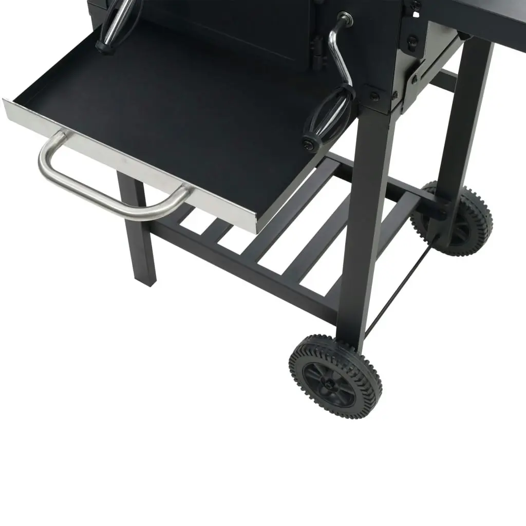 Charcoal-Fueled BBQ Grill with Bottom Shelf Black 44280