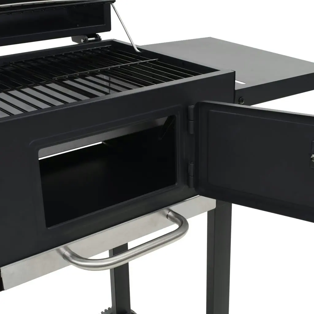 Charcoal-Fueled BBQ Grill with Bottom Shelf Black 44280