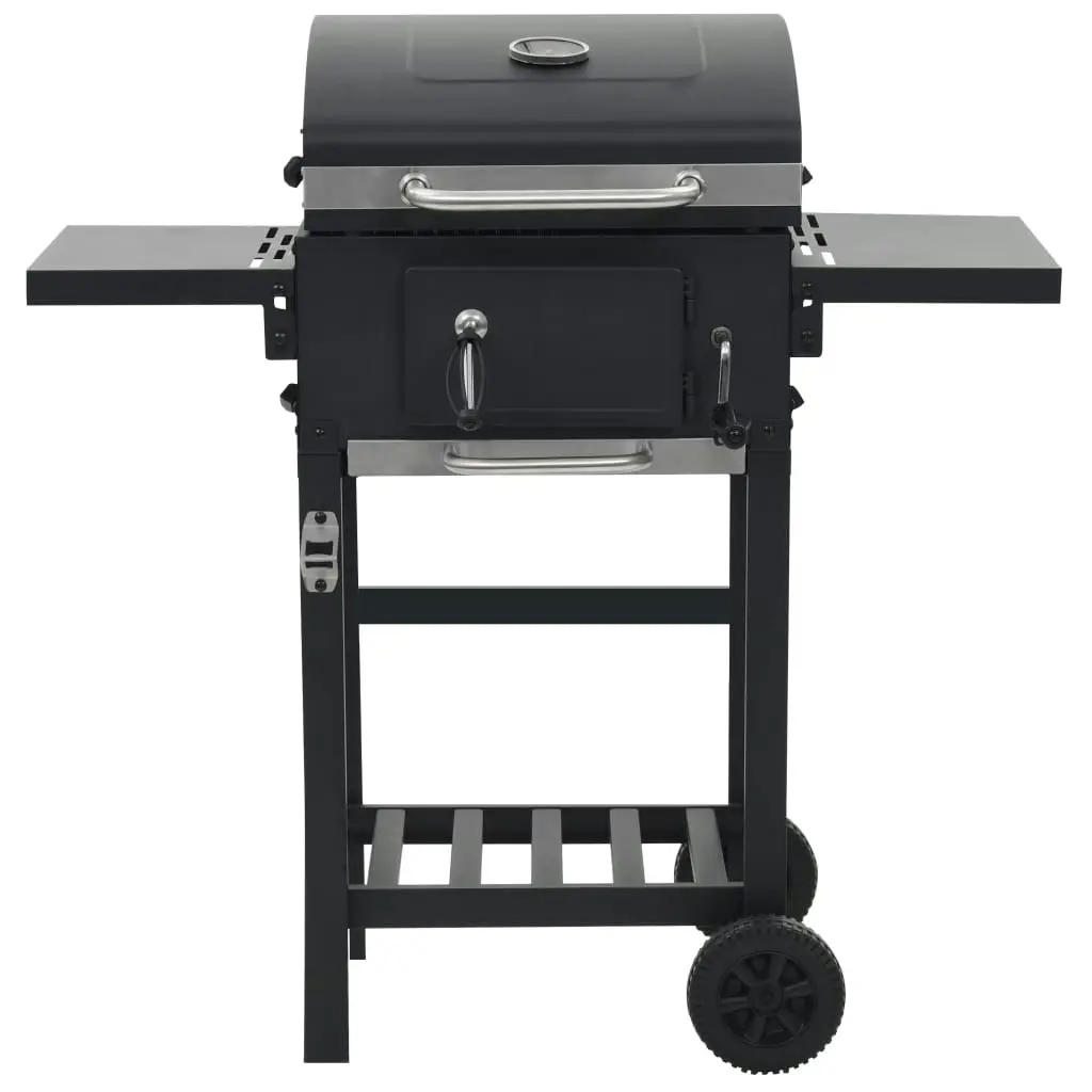 Charcoal-Fueled BBQ Grill with Bottom Shelf Black 44280