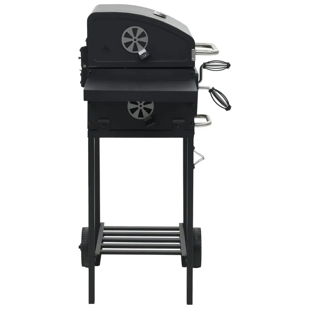 Charcoal-Fueled BBQ Grill with Bottom Shelf Black 44280