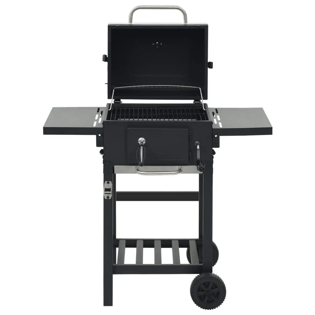 Charcoal-Fueled BBQ Grill with Bottom Shelf Black 44280