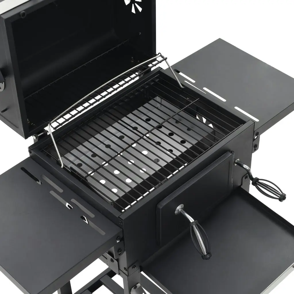 Charcoal-Fueled BBQ Grill with Bottom Shelf Black 44280