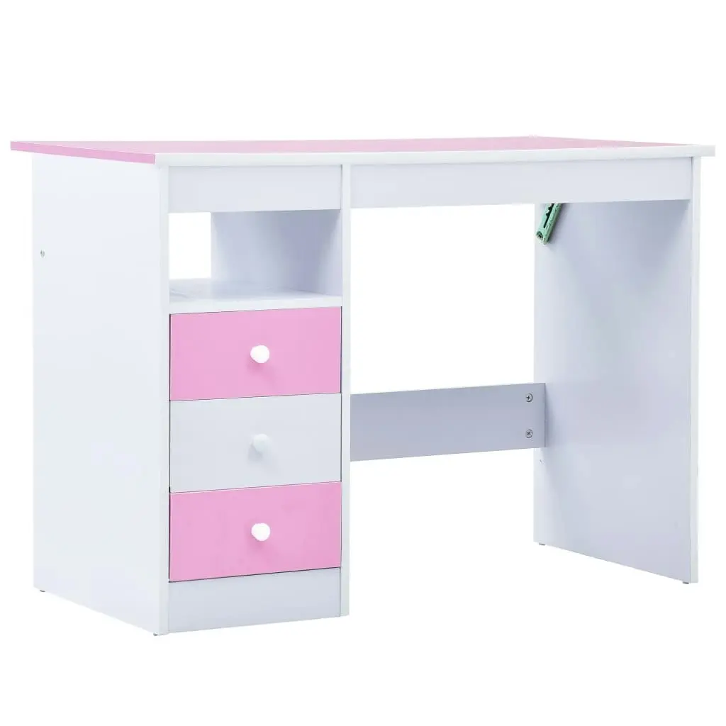 Children Drawing Study Desk Tiltable Pink and White 287447