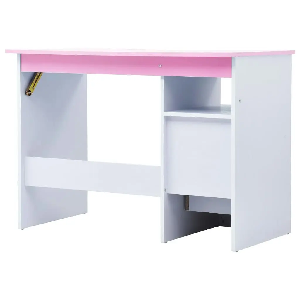 Children Drawing Study Desk Tiltable Pink and White 287447