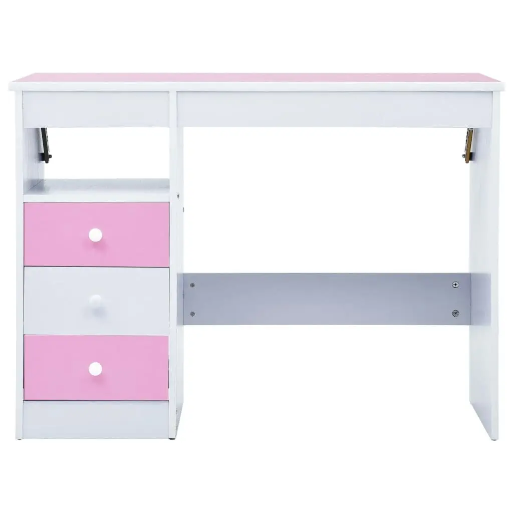 Children Drawing Study Desk Tiltable Pink and White 287447