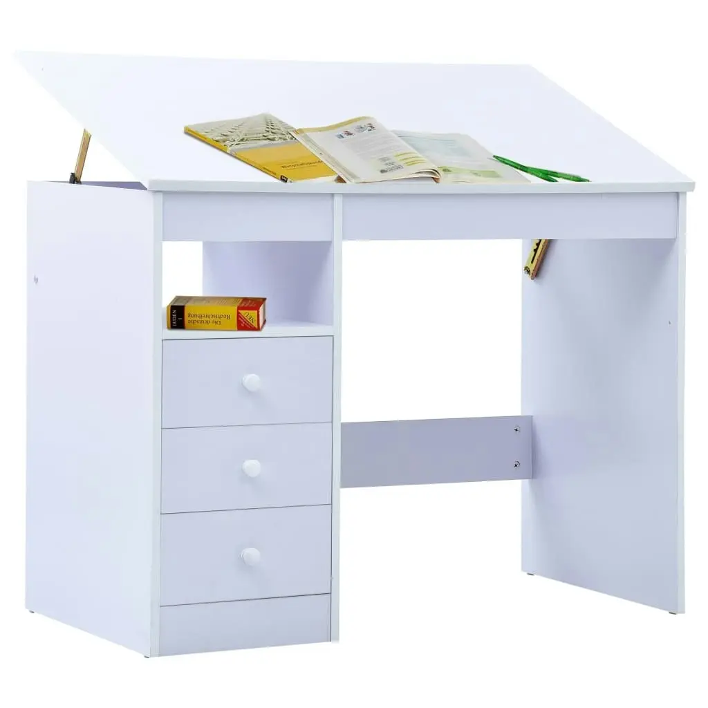 Children Drawing Study Desk Tiltable White 287448