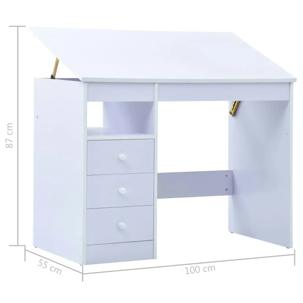 Children Drawing Study Desk Tiltable White 287448