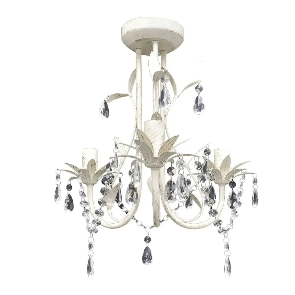 Crystal Pendant Ceiling Lamp Chandeliers 4 pcs Elegant White 278739