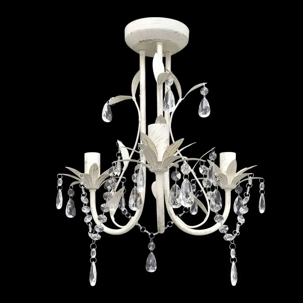 Crystal Pendant Ceiling Lamp Chandeliers 4 pcs Elegant White 278739