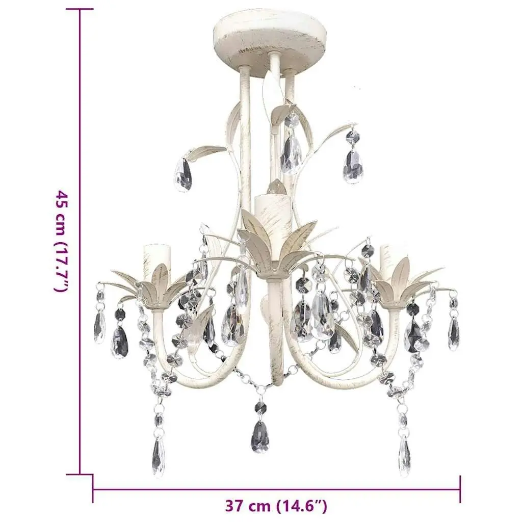 Crystal Pendant Ceiling Lamp Chandelier Elegant White 240686