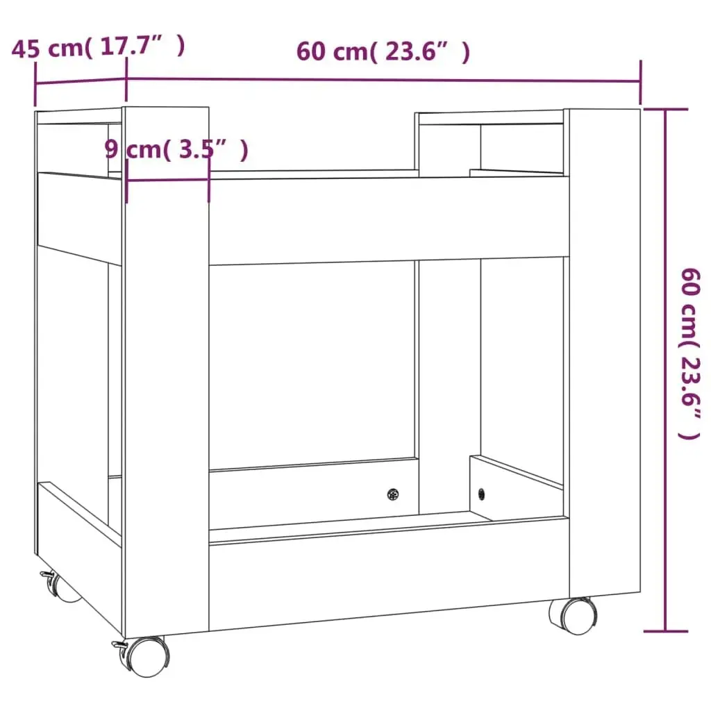 Desk Trolley Concrete Grey 60x45x60 cm Engineered Wood 816604