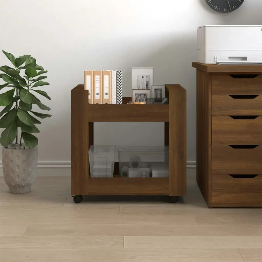 Desk Trolley Brown Oak 60x45x60 cm Engineered Wood 816607