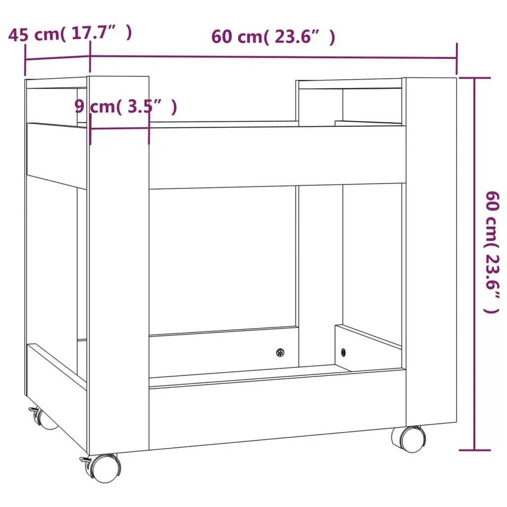 Desk Trolley Grey Sonoma 60x45x60 cm Engineered Wood 816606