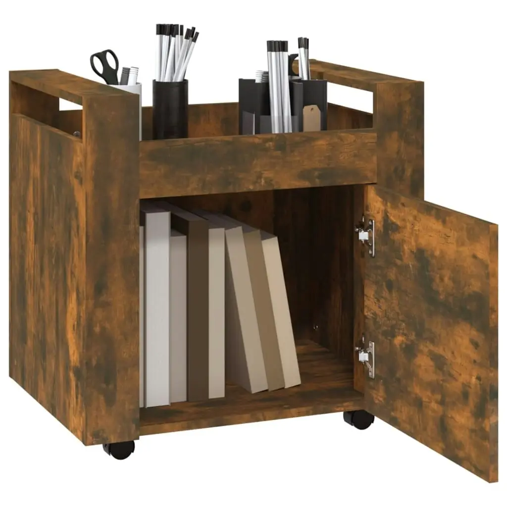 Desk Trolley Smoked Oak 60x45x60 cm Engineered Wood 816613