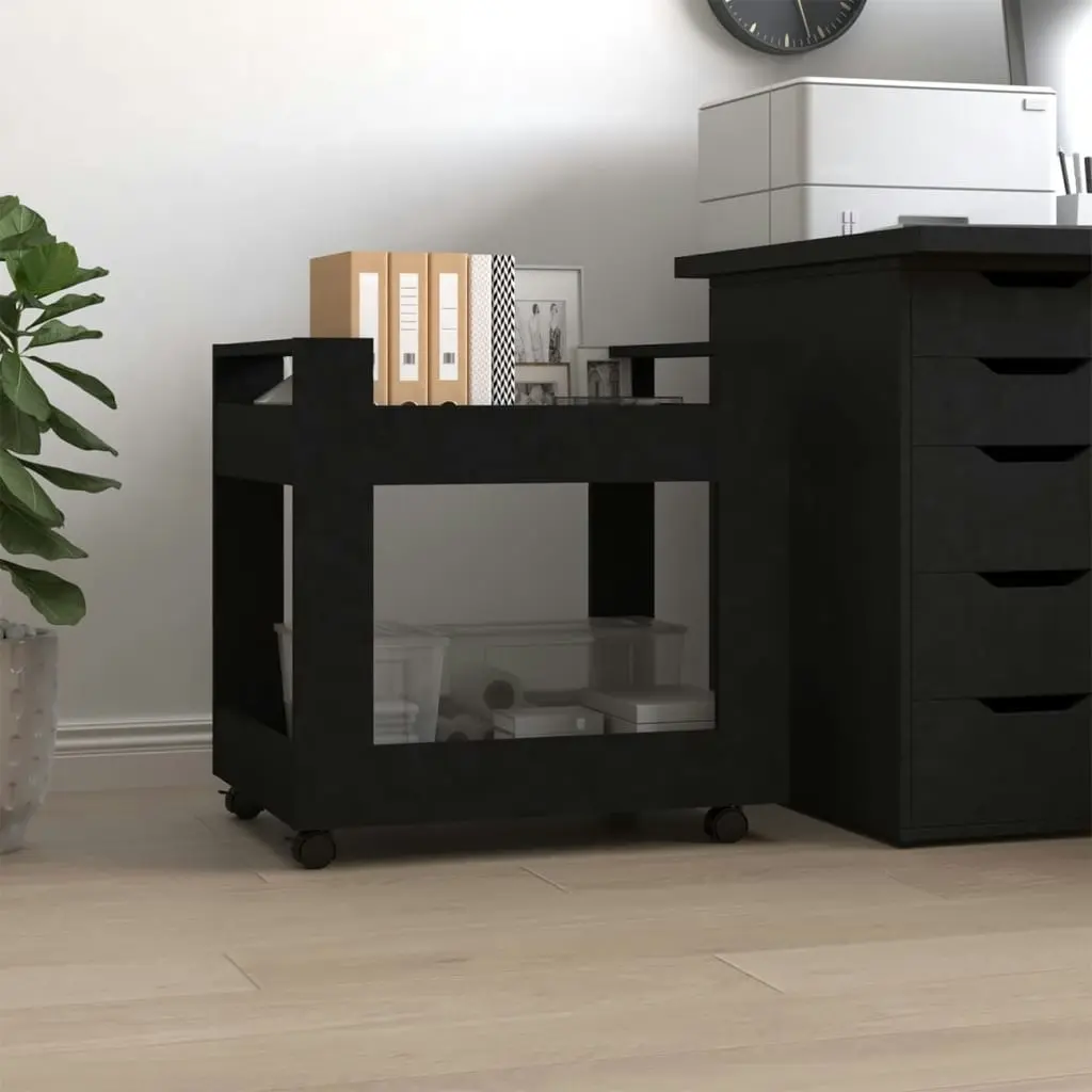 Desk Trolley Black 60x45x60 cm Engineered Wood 816601