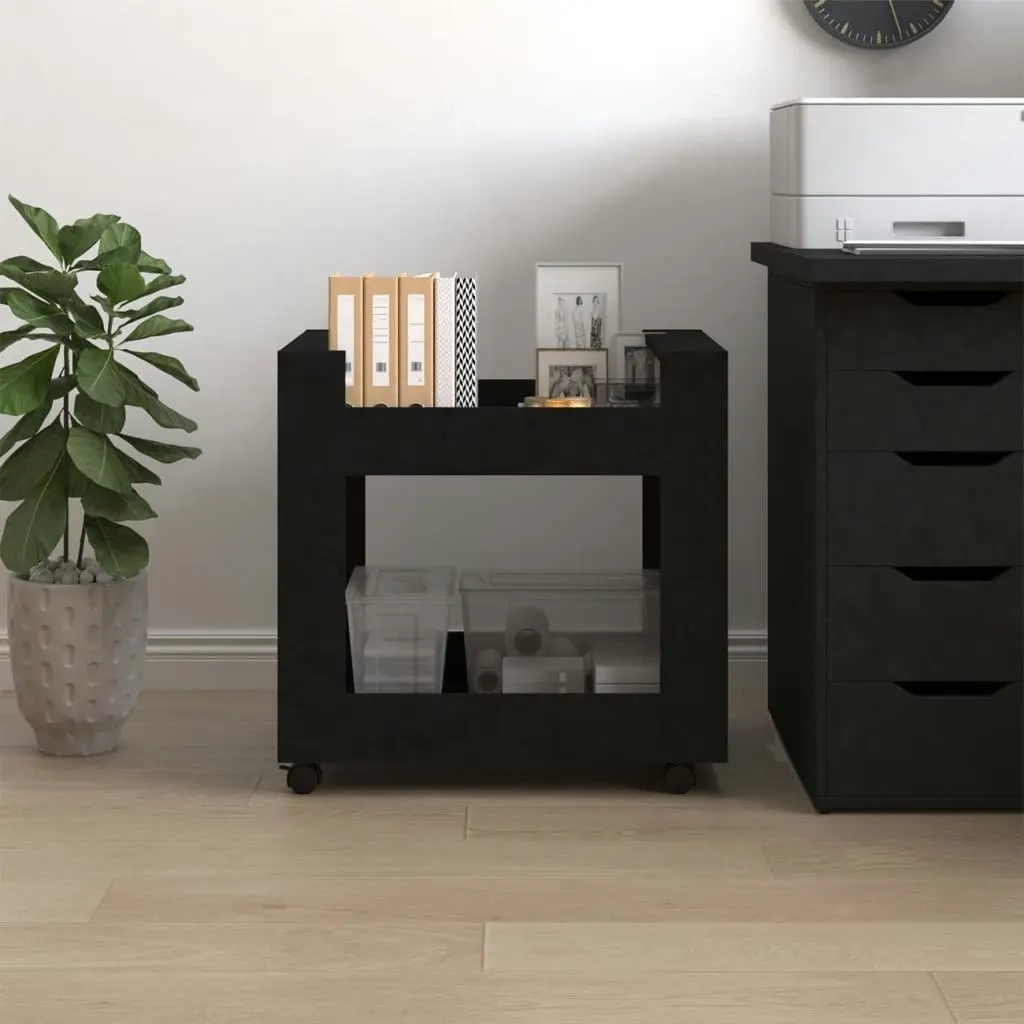 Desk Trolley Black 60x45x60 cm Engineered Wood 816601