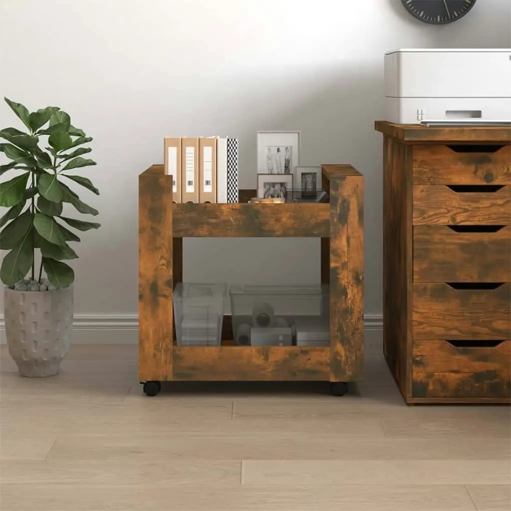 Desk Trolley Smoked Oak 60x45x60 cm Engineered Wood 816605