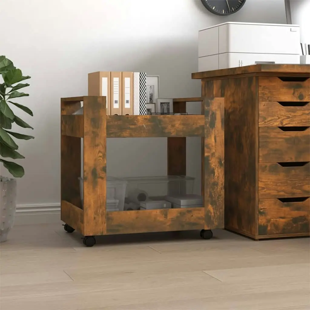 Desk Trolley Smoked Oak 60x45x60 cm Engineered Wood 816605