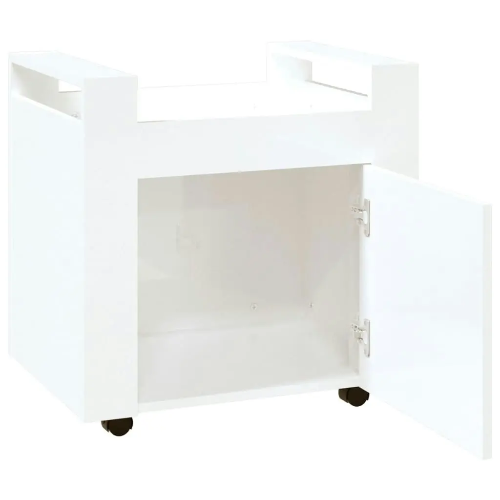 Desk Trolley High Gloss White 60x45x60 cm Engineered Wood 816610