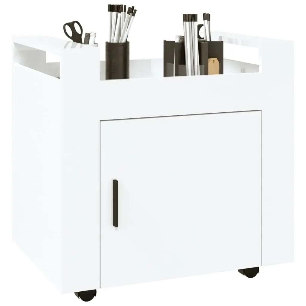 Desk Trolley High Gloss White 60x45x60 cm Engineered Wood 816610