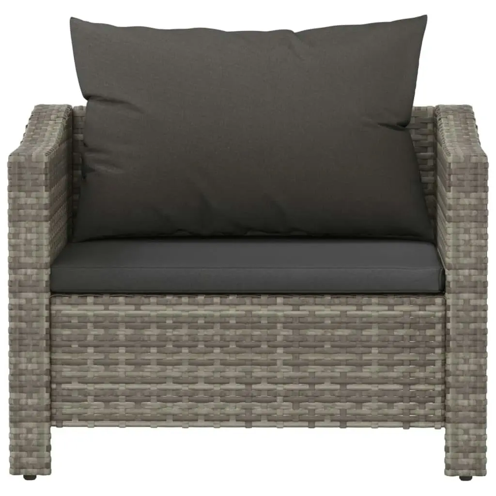 Garden Armchair with Cushion Grey Poly Rattan 362693