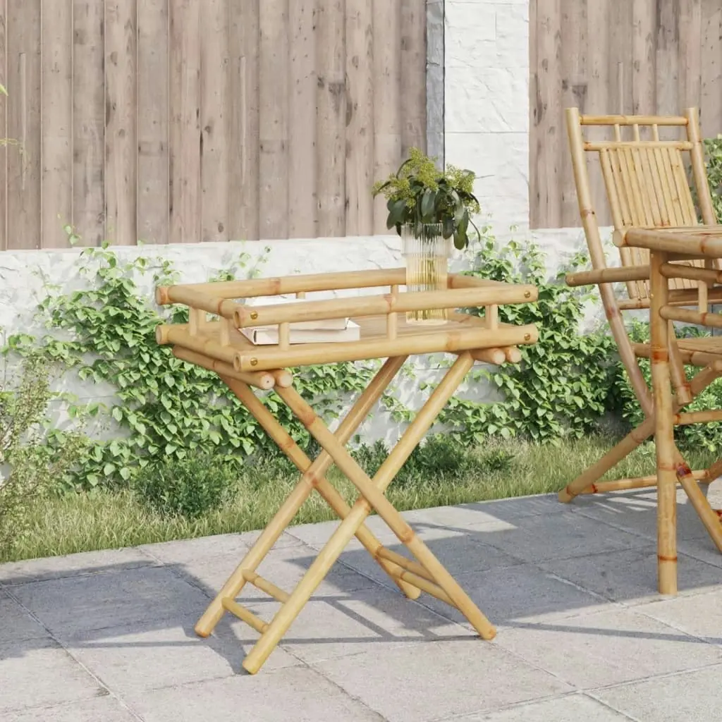 Folding Tray Table 60x40x68 cm Bamboo 366455