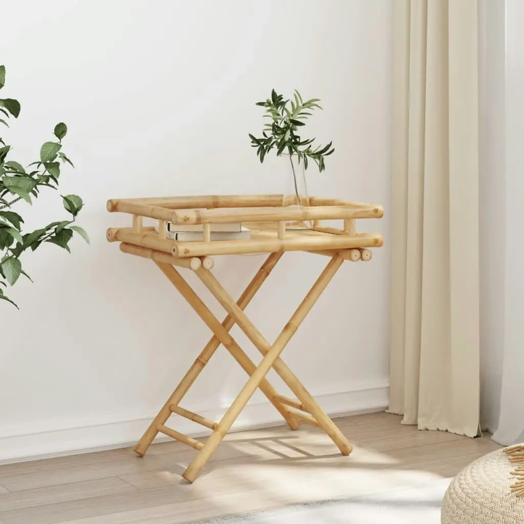 Folding Tray Table 60x40x68 cm Bamboo 366455