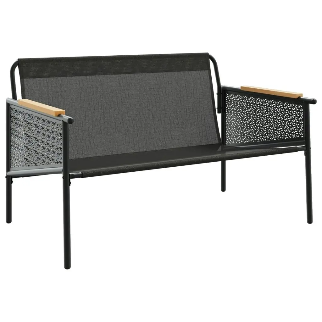 Garden Bench with Cushions 116 cm Black Steel 4009303