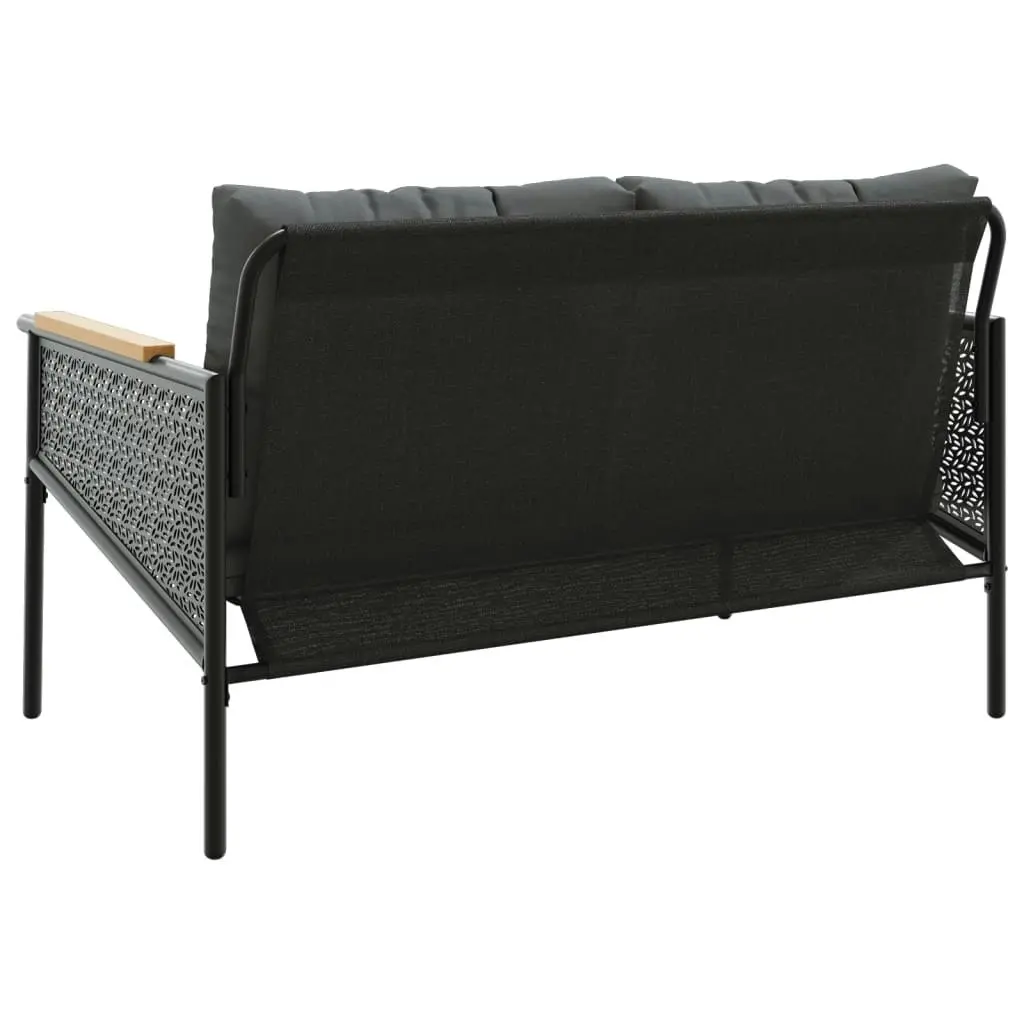 Garden Bench with Cushions 116 cm Black Steel 4009303