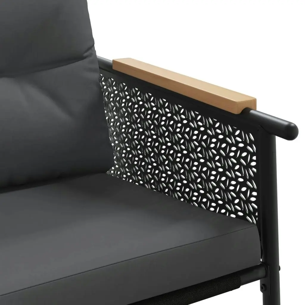 Garden Bench with Cushions 116 cm Black Steel 4009303