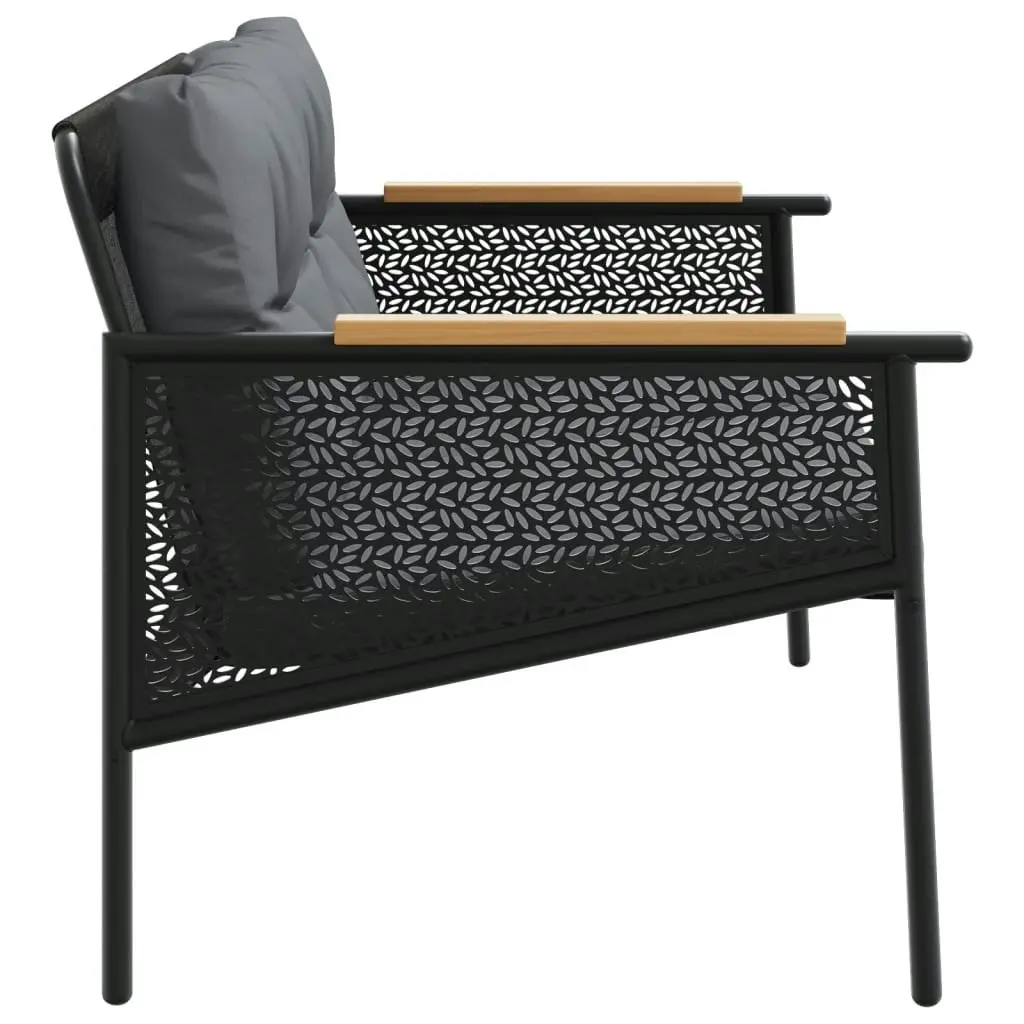 Garden Bench with Cushions 116 cm Black Steel 4009303