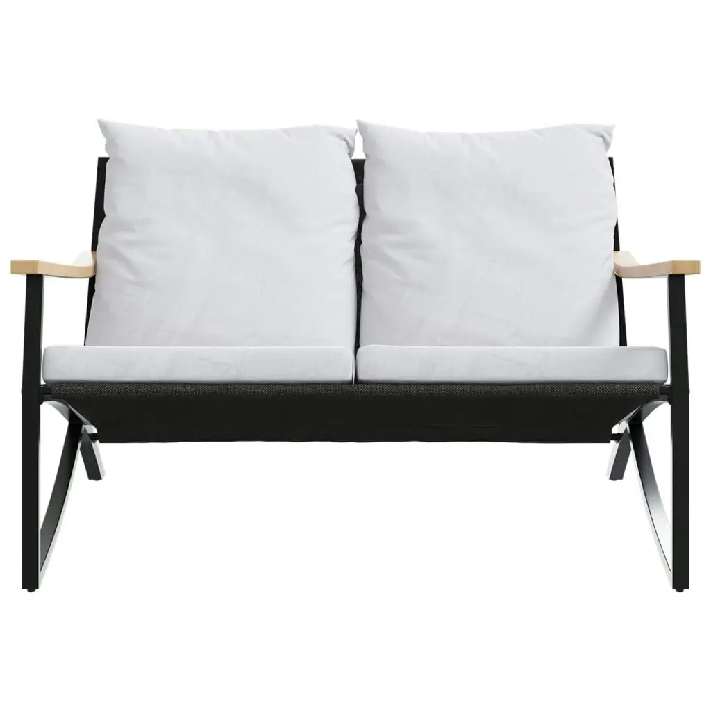 Garden Bench with Cushions 120 cm Black Steel 4009306