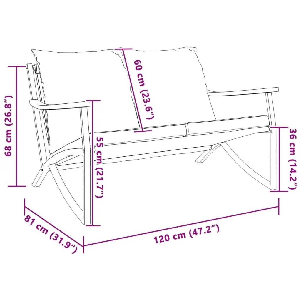 Garden Bench with Cushions 120 cm Black Steel 4009306