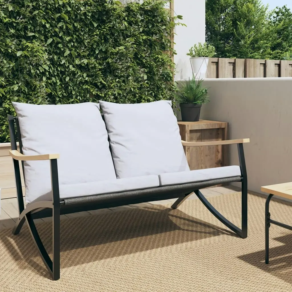 Garden Bench with Cushions 120 cm Black Steel 4009306