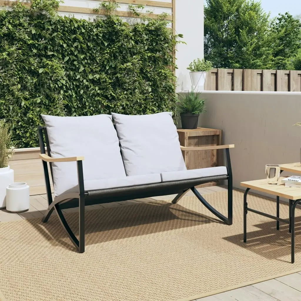 Garden Bench with Cushions 120 cm Black Steel 4009306