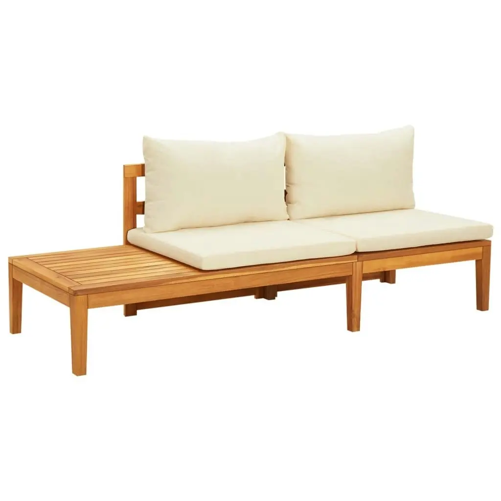 Garden Benches with Cream White Cushions 2 pcs Acacia Wood 3087280