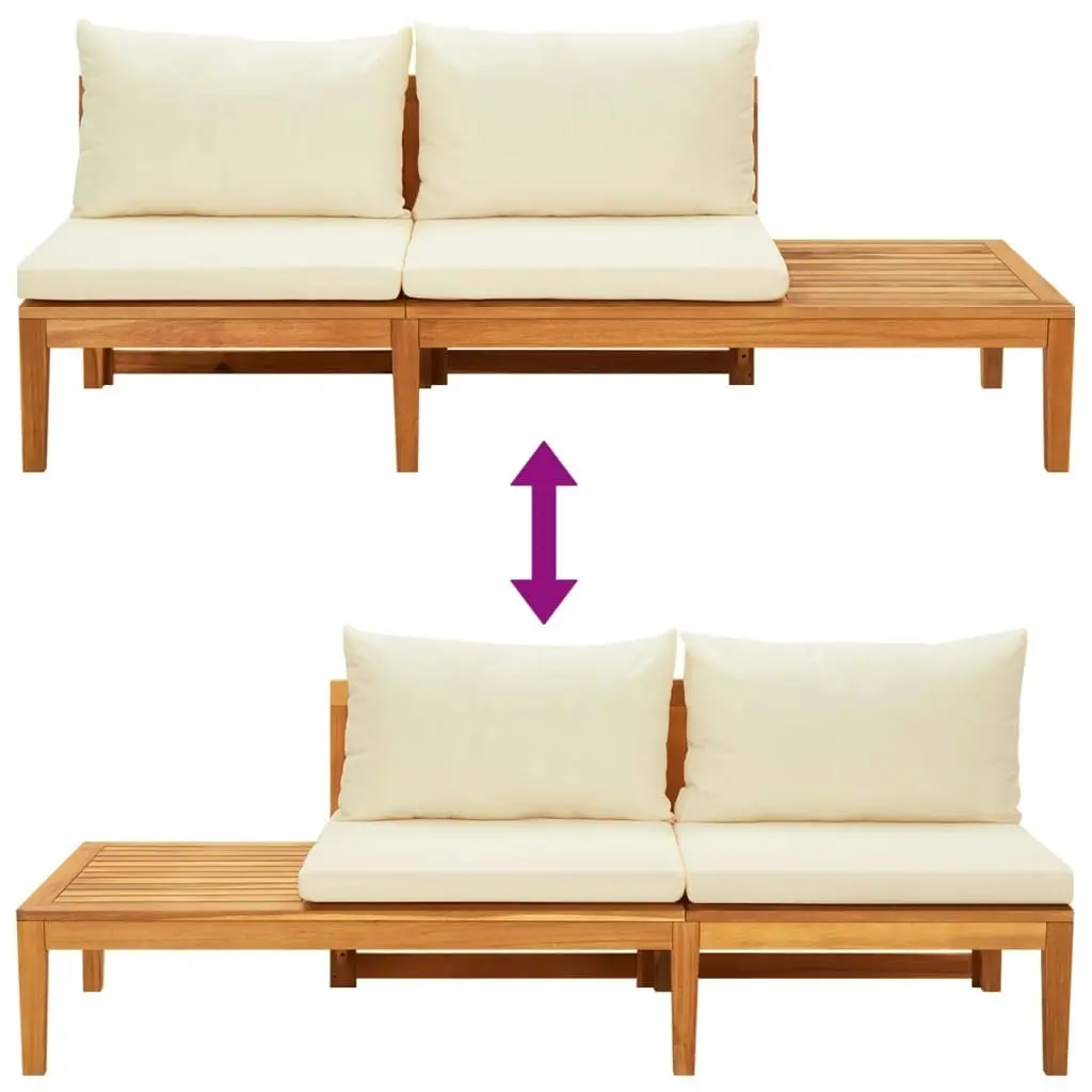 Garden Benches with Cream White Cushions 2 pcs Acacia Wood 3087280