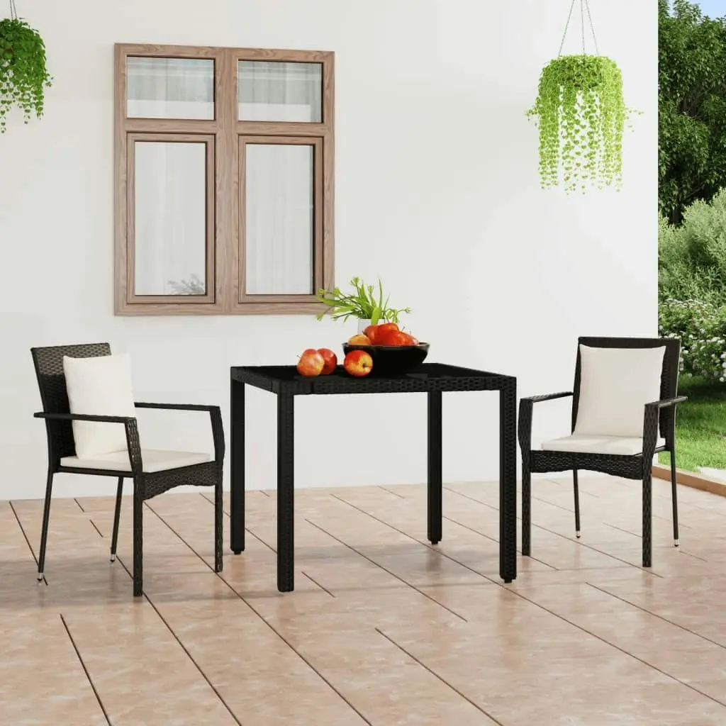 Garden Chairs with Cushions 2 pcs Poly Rattan Black 319877