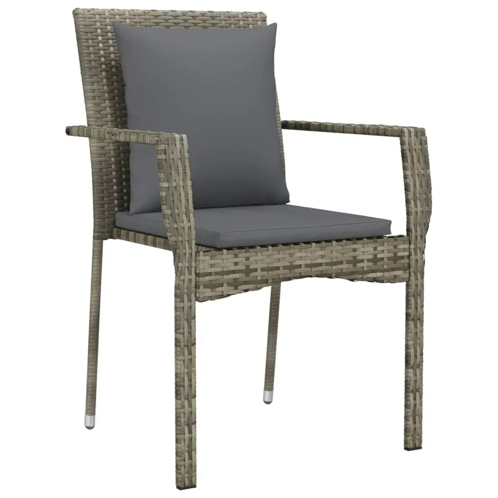 Garden Chairs with Cushions 2 pcs Poly Rattan Grey 319878