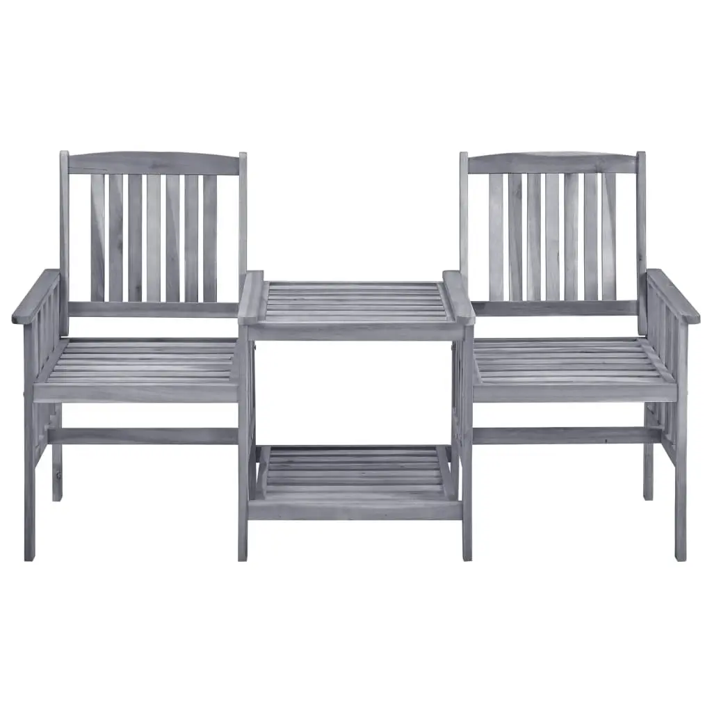 Garden Chairs with Tea Table and Cushions Solid Acacia Wood 3061317