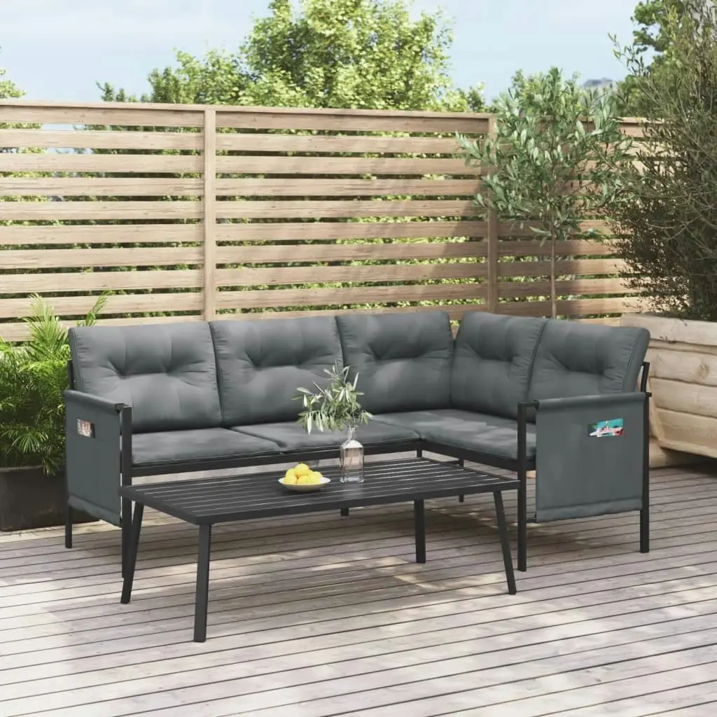 Garden Corner Sofa Anthracite Steel and Textilene 362811