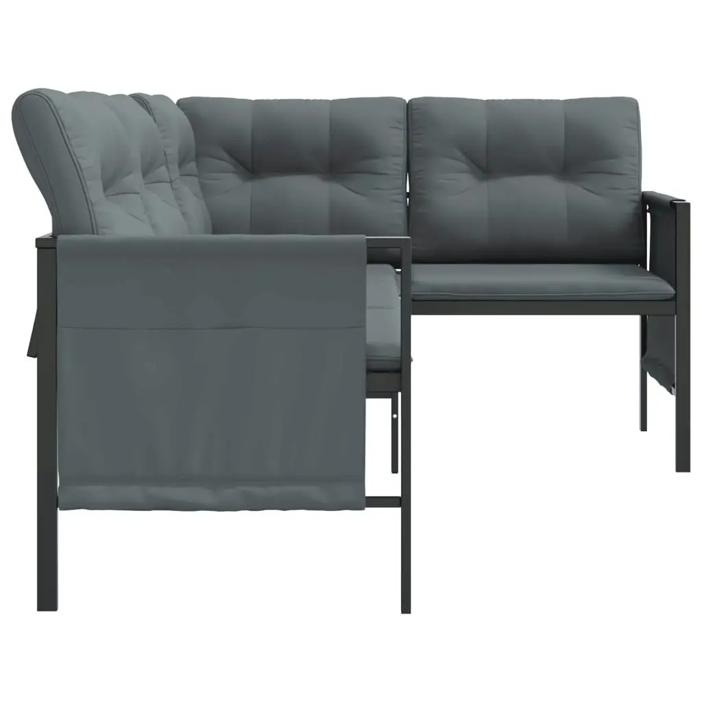 Garden Corner Sofa Anthracite Steel and Textilene 362811