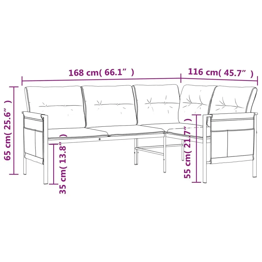 Garden Corner Sofa Anthracite Steel and Textilene 362811