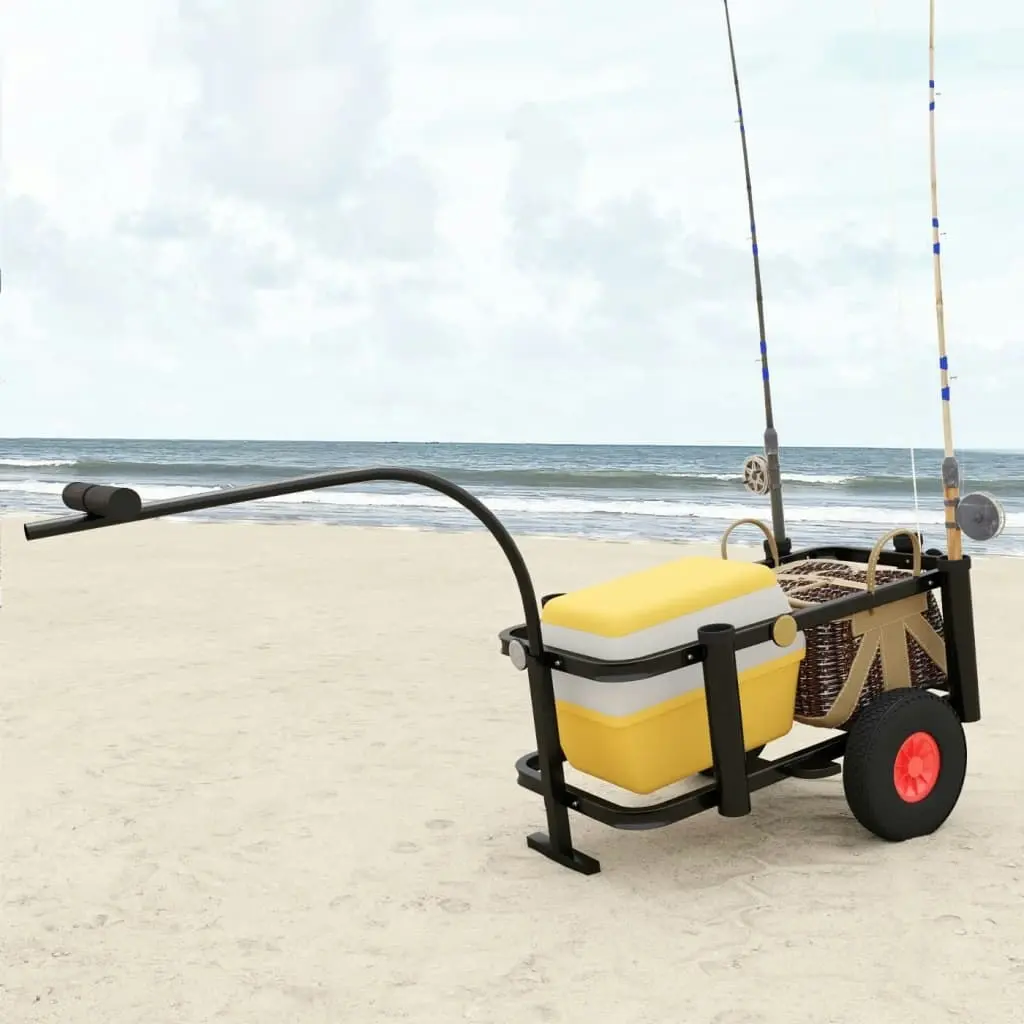 Fishing Trolley Black Steel 153603