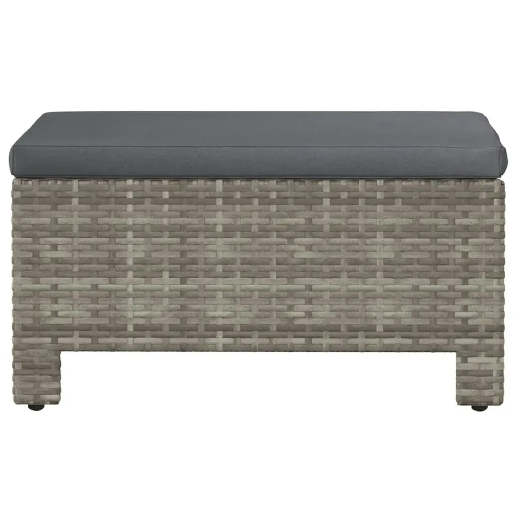 Garden Footrest with Cushion Grey Poly Rattan 362695