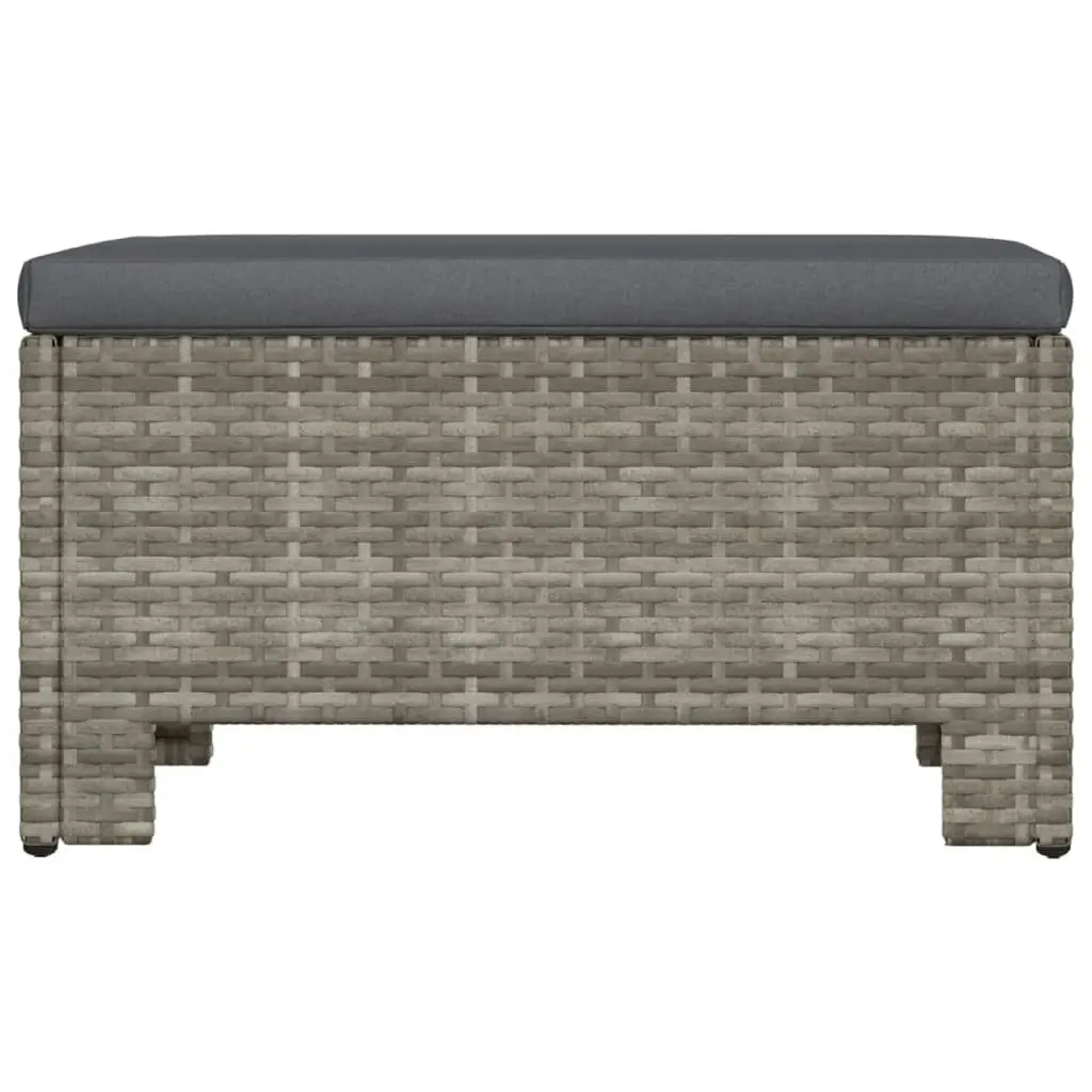 Garden Footrest with Cushion Grey Poly Rattan 362695