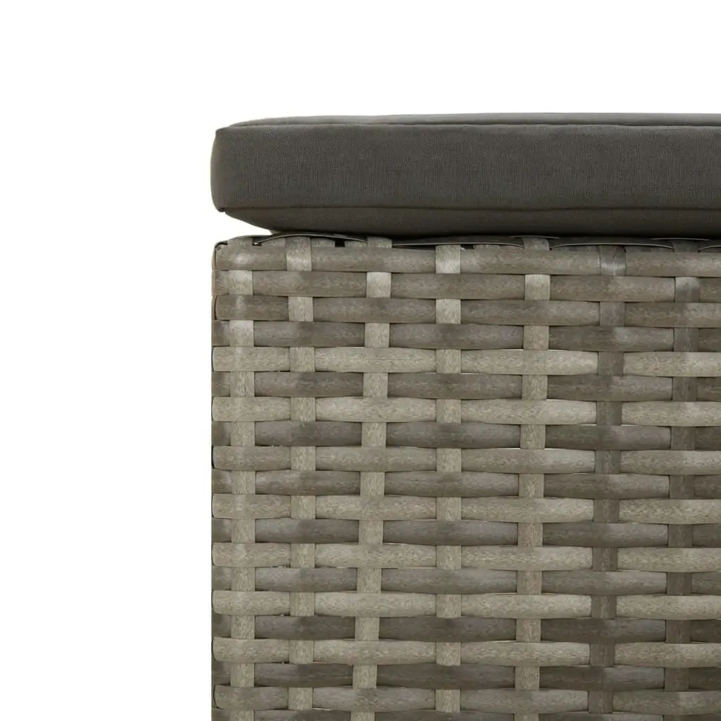 Garden Footrest with Cushion Grey Poly Rattan 362695