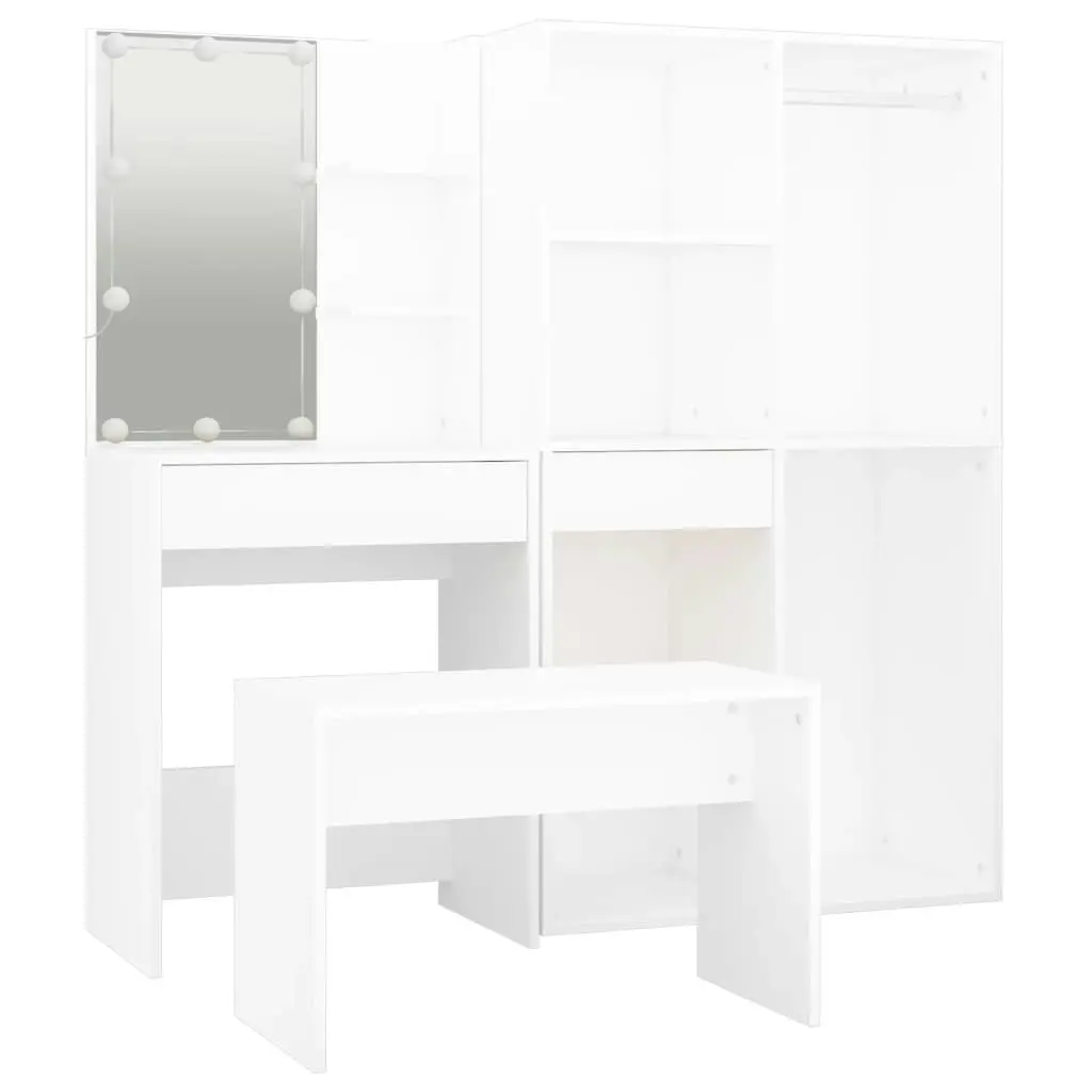 Dressing Table Set with LED White Engineered Wood 3114099